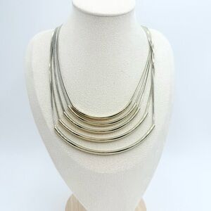 Chico’s Silver Tone Chain Multi Layered Necklace